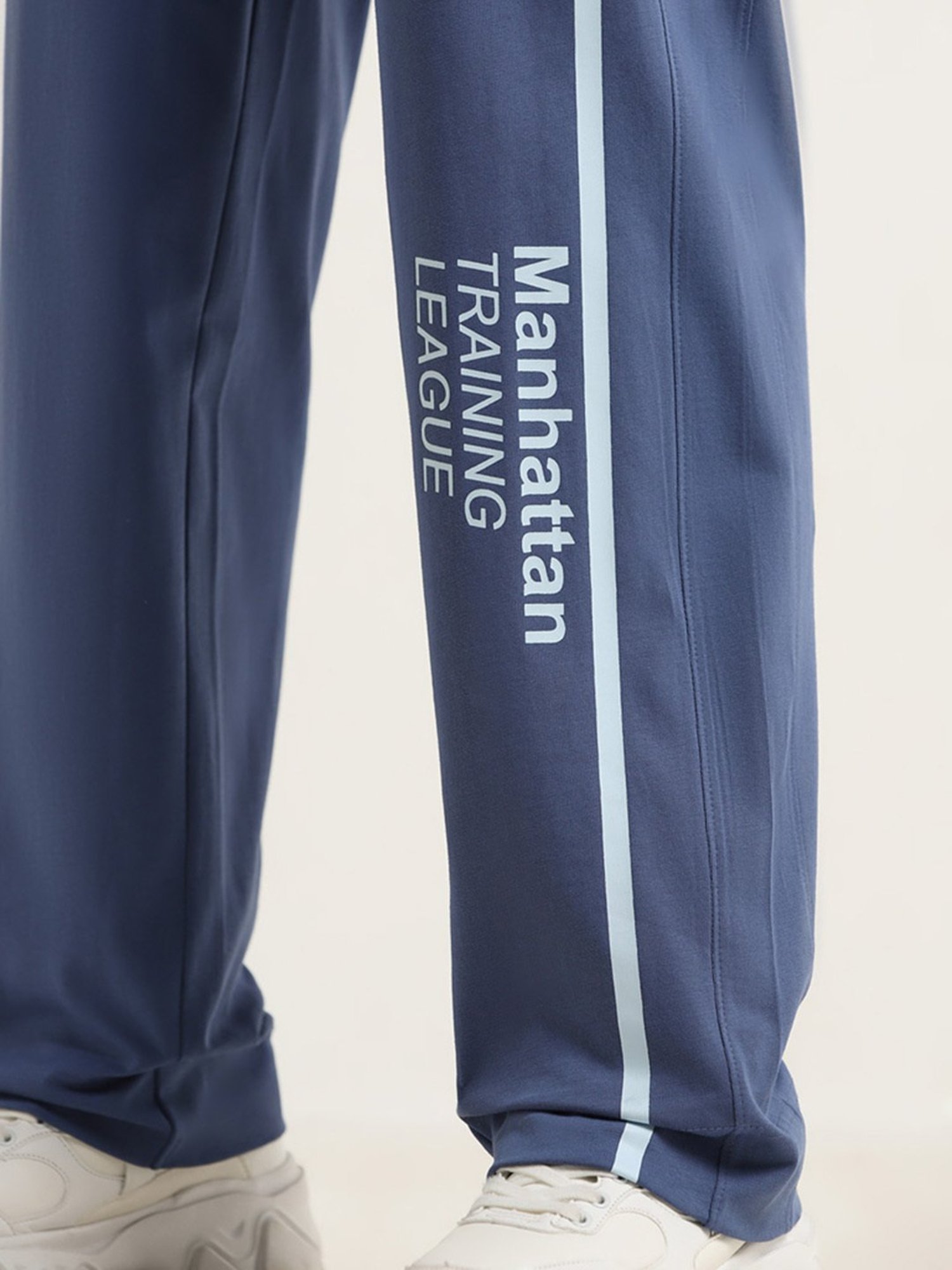Studiofit by Westside Blue Text Design Mid-Rise Track Pants