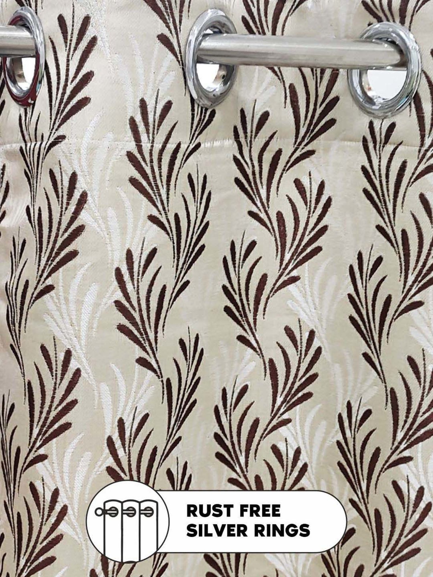 Bianca EL`PESSO Silver & Brown Faux Silk 7 Ft. Door Curtain
