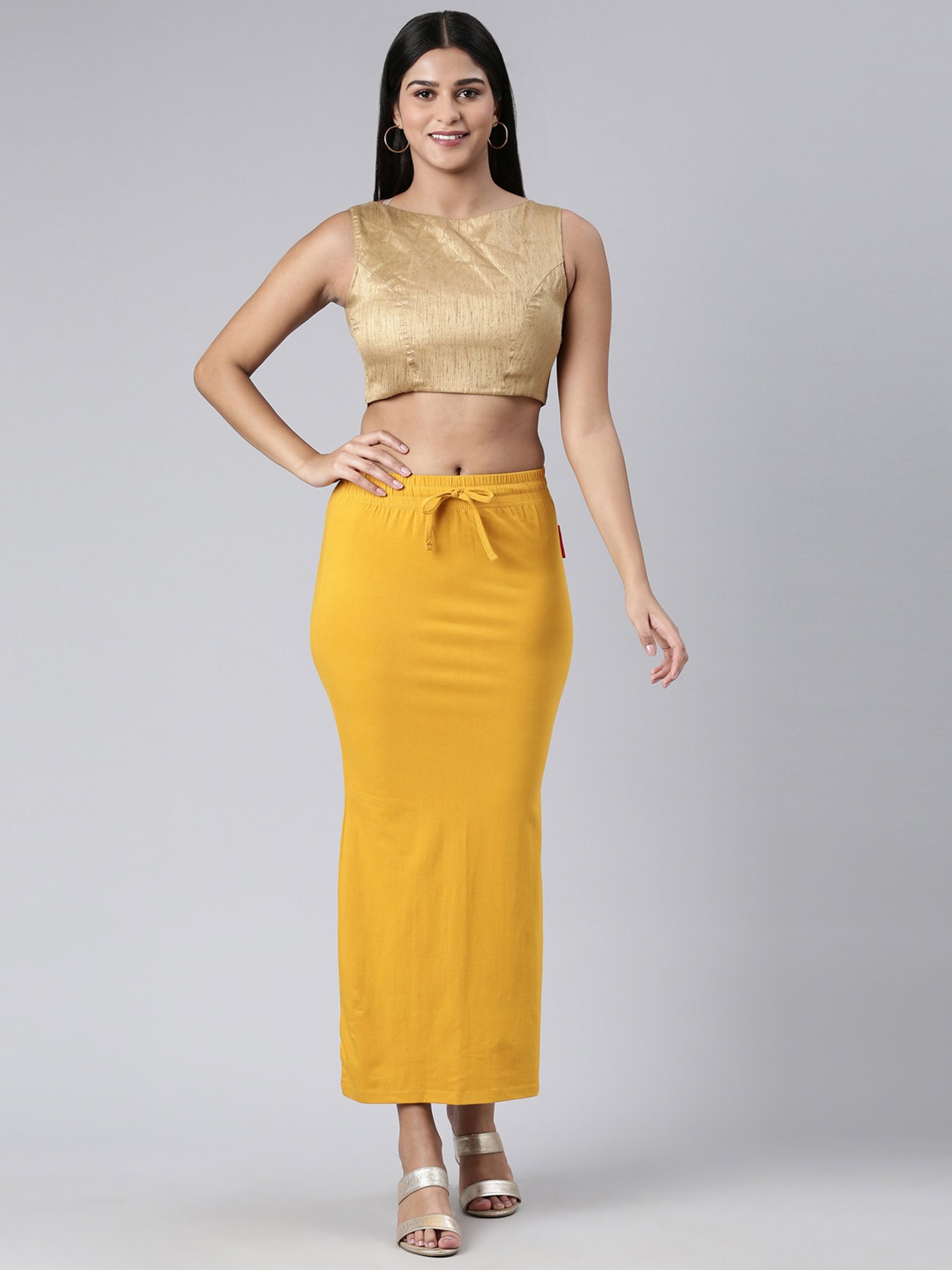 JCSS Mustard Cotton Saree Shapewear