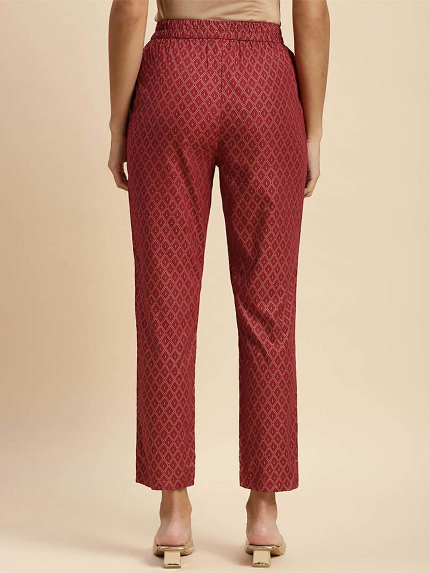 Rangita Maroon Printed Pants