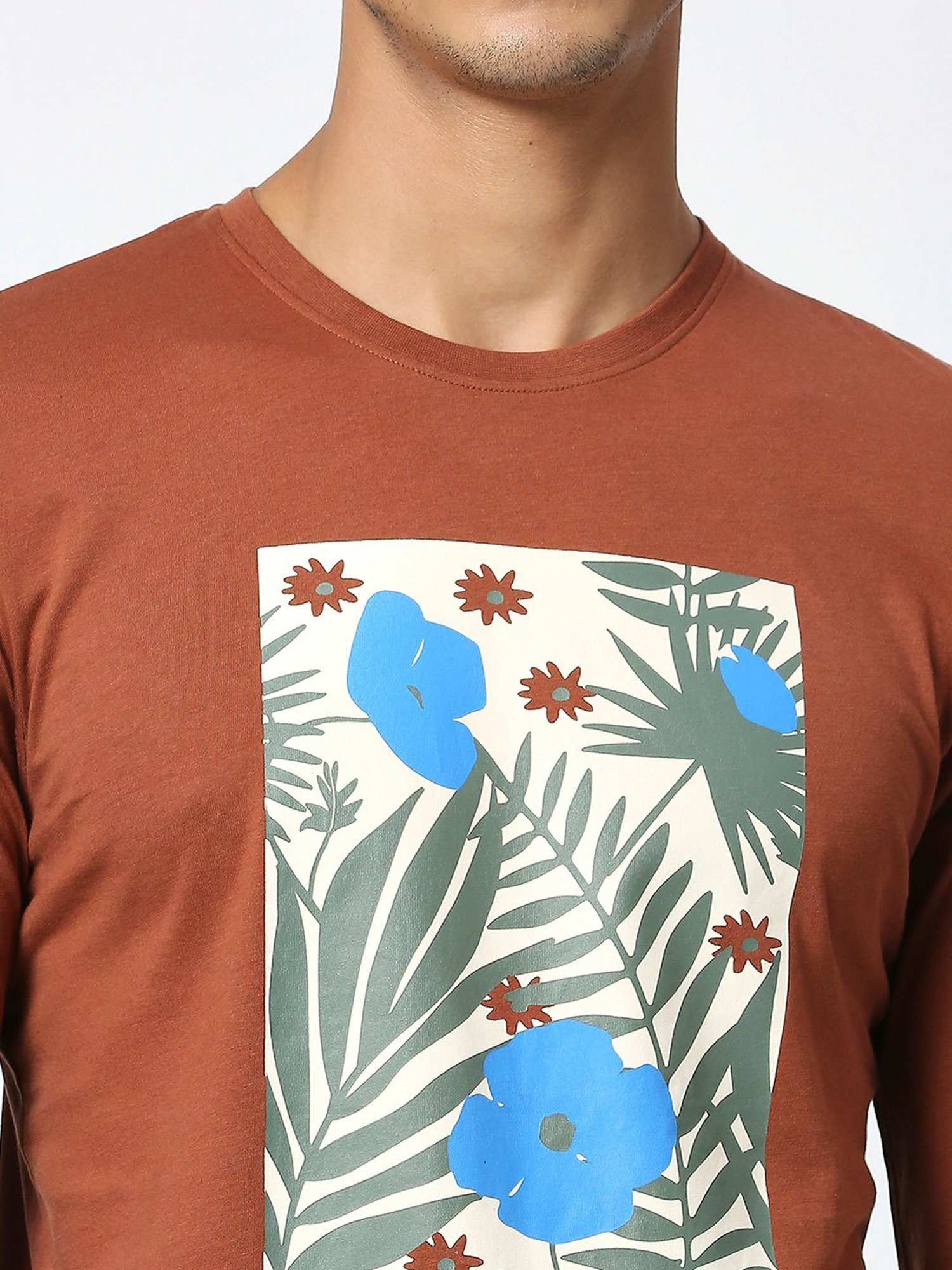 Being Human Brown Regular Fit Graphic Print Crew T-Shirt