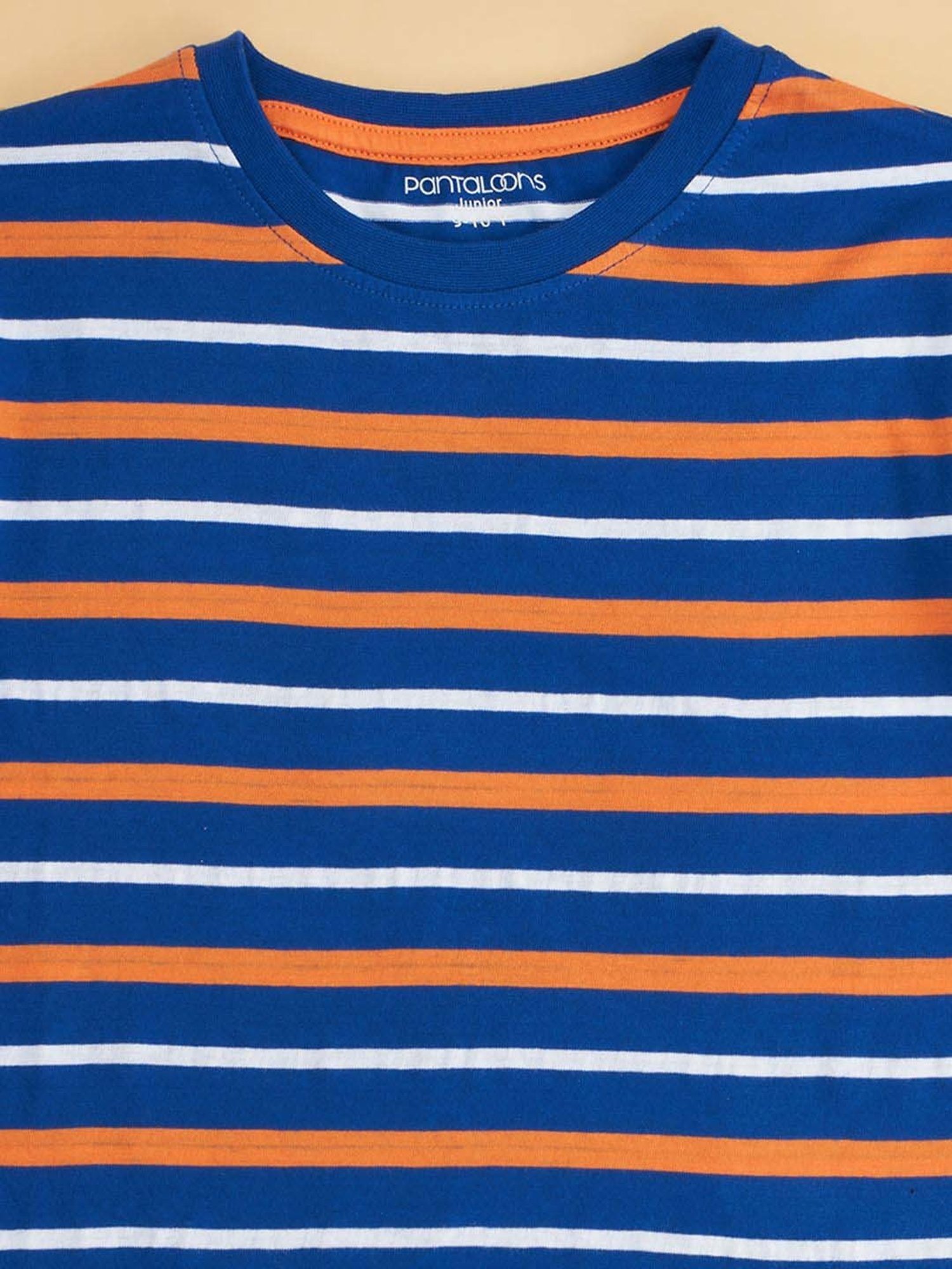 Pantaloons Junior Blue & Orange Cotton Printed T-Shirt