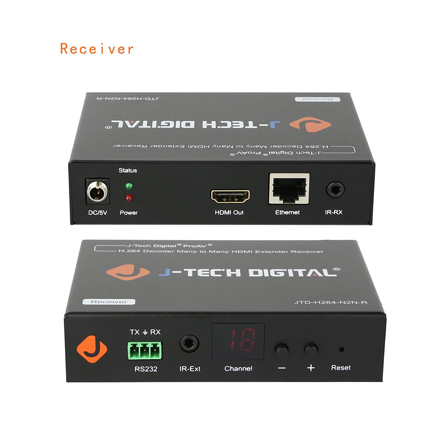 J-Tech Digital H.264 HDMI Video Decoder/Extender/Matrix Over Ethernet, with RS232 passthrough, IR Routing (Receiver/Decoder) [JTD-H264-N2N-R]