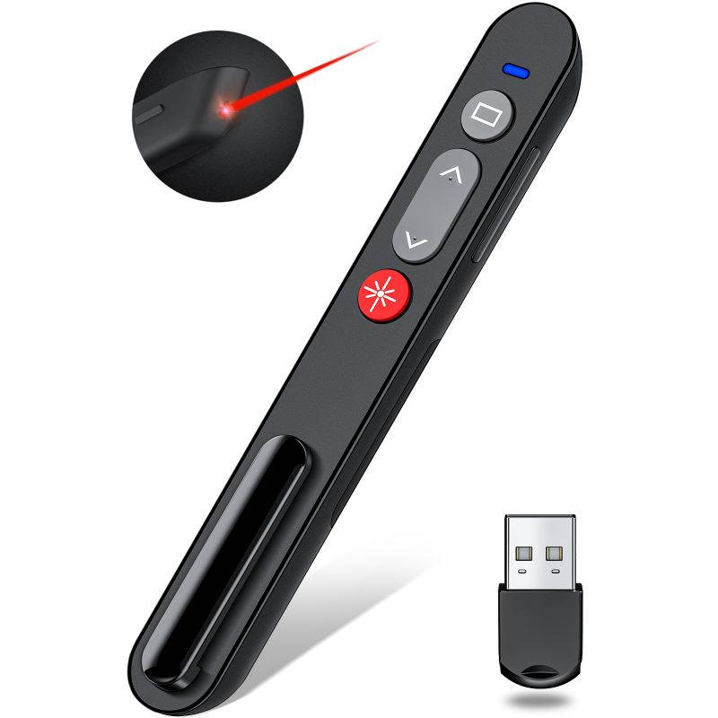 ESYWEN Wireless presentation remote Laser Pointer , 2.4GHz Wireless Presenter Remote Presentation Clicker for PPT, PowerPoint Presentation Pointer Red Light Pointer