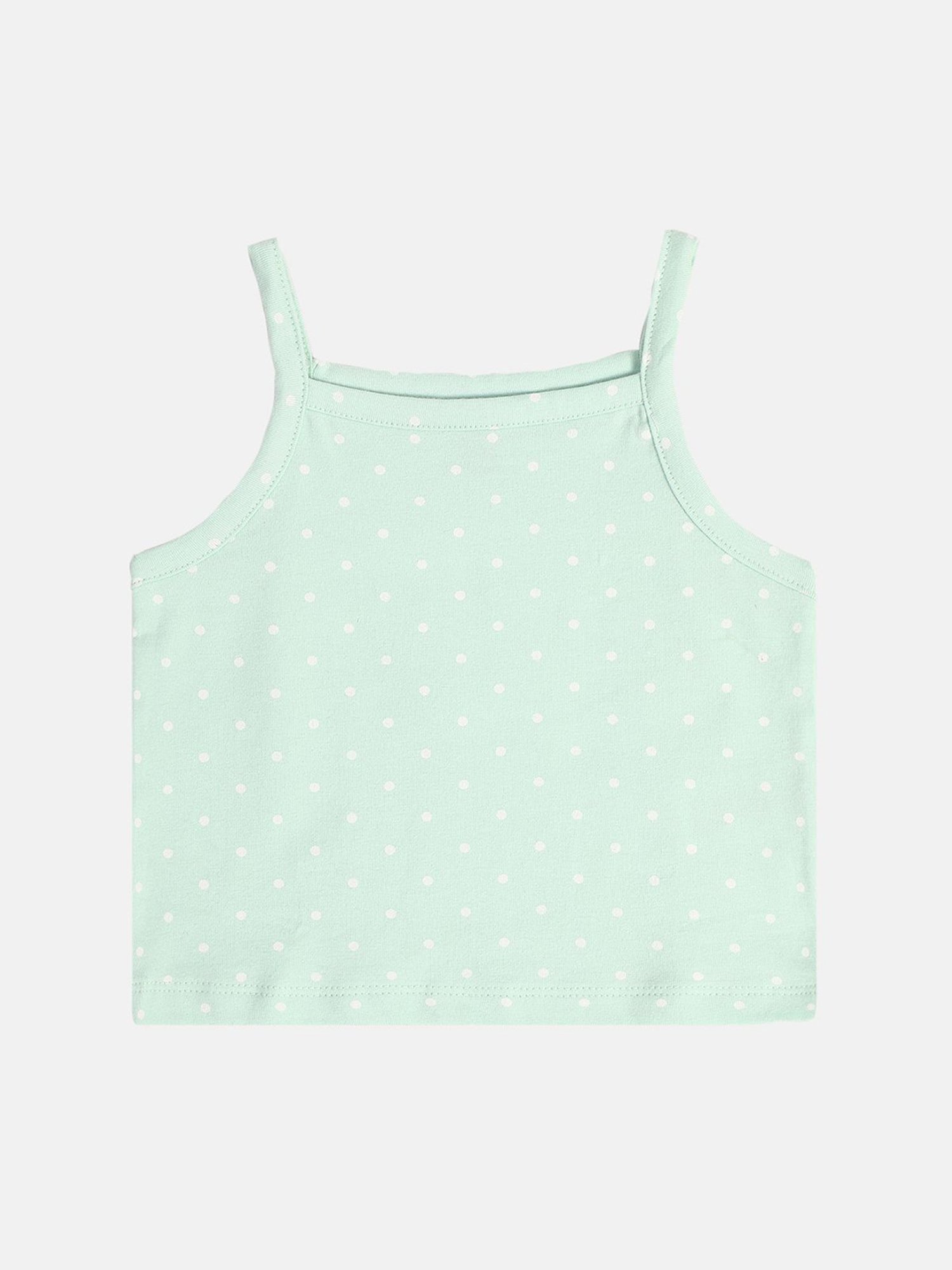 MINIKLUB Girls Yellow & Green Solid Camisole (Pack Of 2)