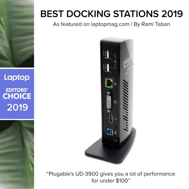 Plugable USB 3.0 Universal Laptop Docking Station Dual Monitor for Windows and Mac (Dual Video: HDMI and DVI/VGA/HDMI, Gigabit Ethernet, Audio, 6 USB Ports)
