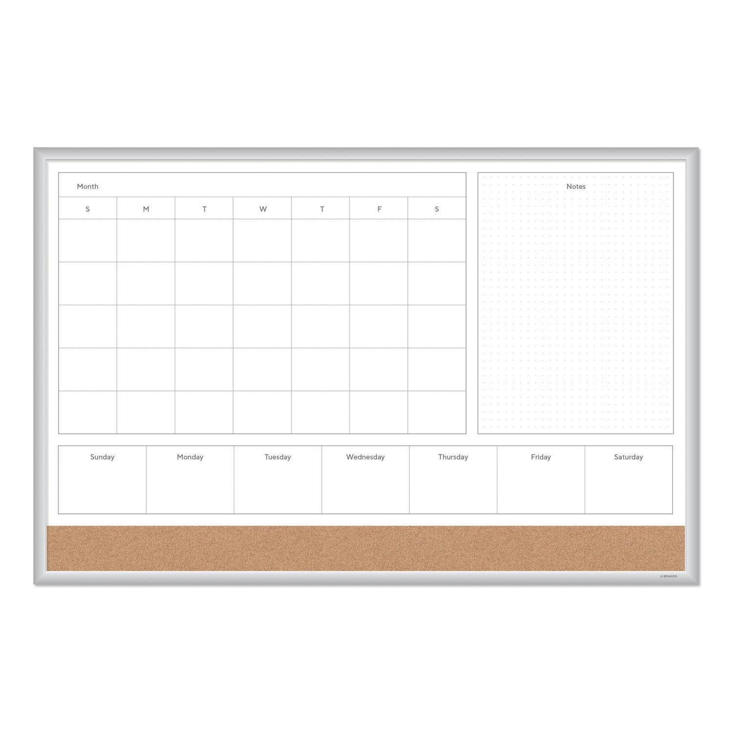 U Brands 4N1 Magnetic Dry Erase Combo Board 36 x 24 White/Natural 3891U00-01