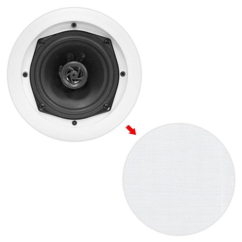 8) Pyle PDIC51RD 5.25 Inch 150W Round White In Ceiling Wall Flush Speakers Eight