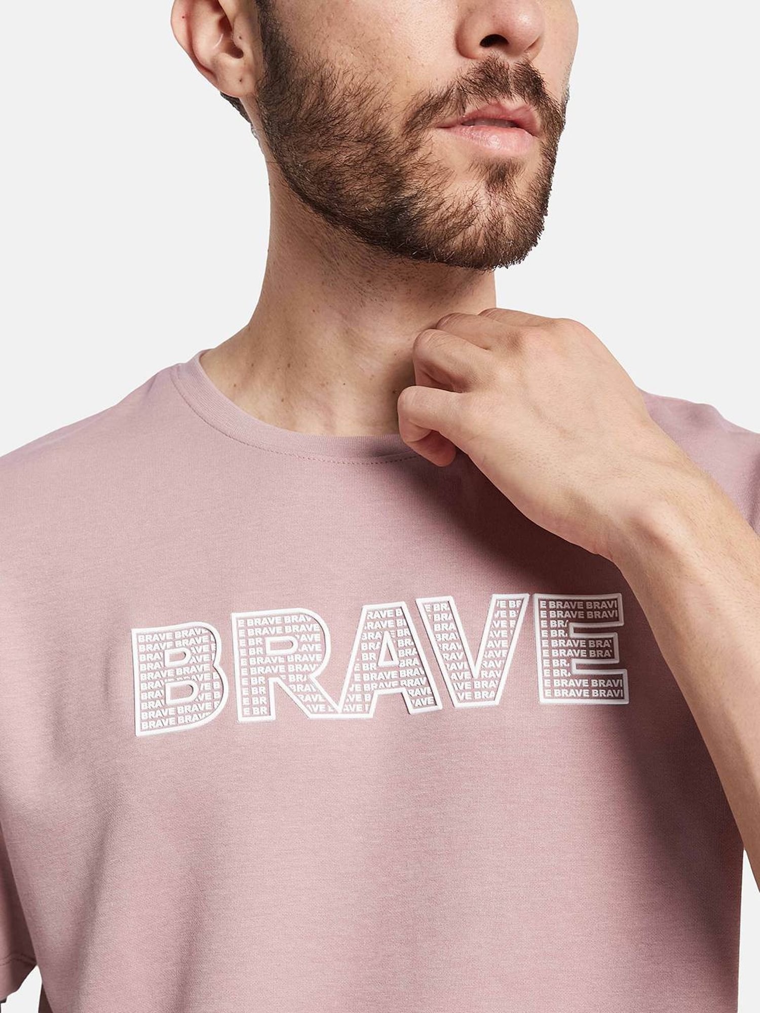 Octave Pink Cotton Regular Fit Printed T-Shirt