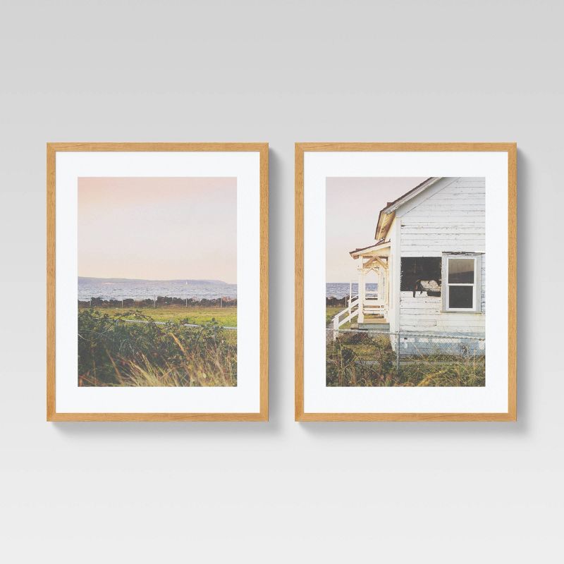 (Set of 2) 16" x 20" Landscape Photography Framed Wall Art Pink - Threshold™