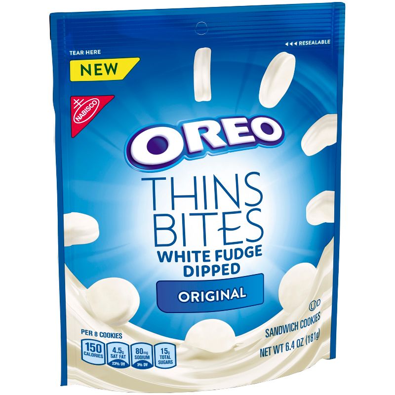 Oreo Thins Bites White Fudge Dipped Original Sandwich Cookies - 6.4oz