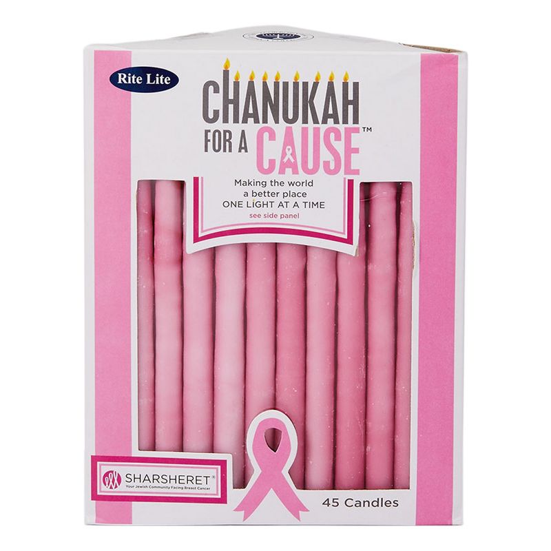 Rite Lite Club pack of 45 Hanukkah for a Cause Pink Breast Cancer Candles 5 Inches High
