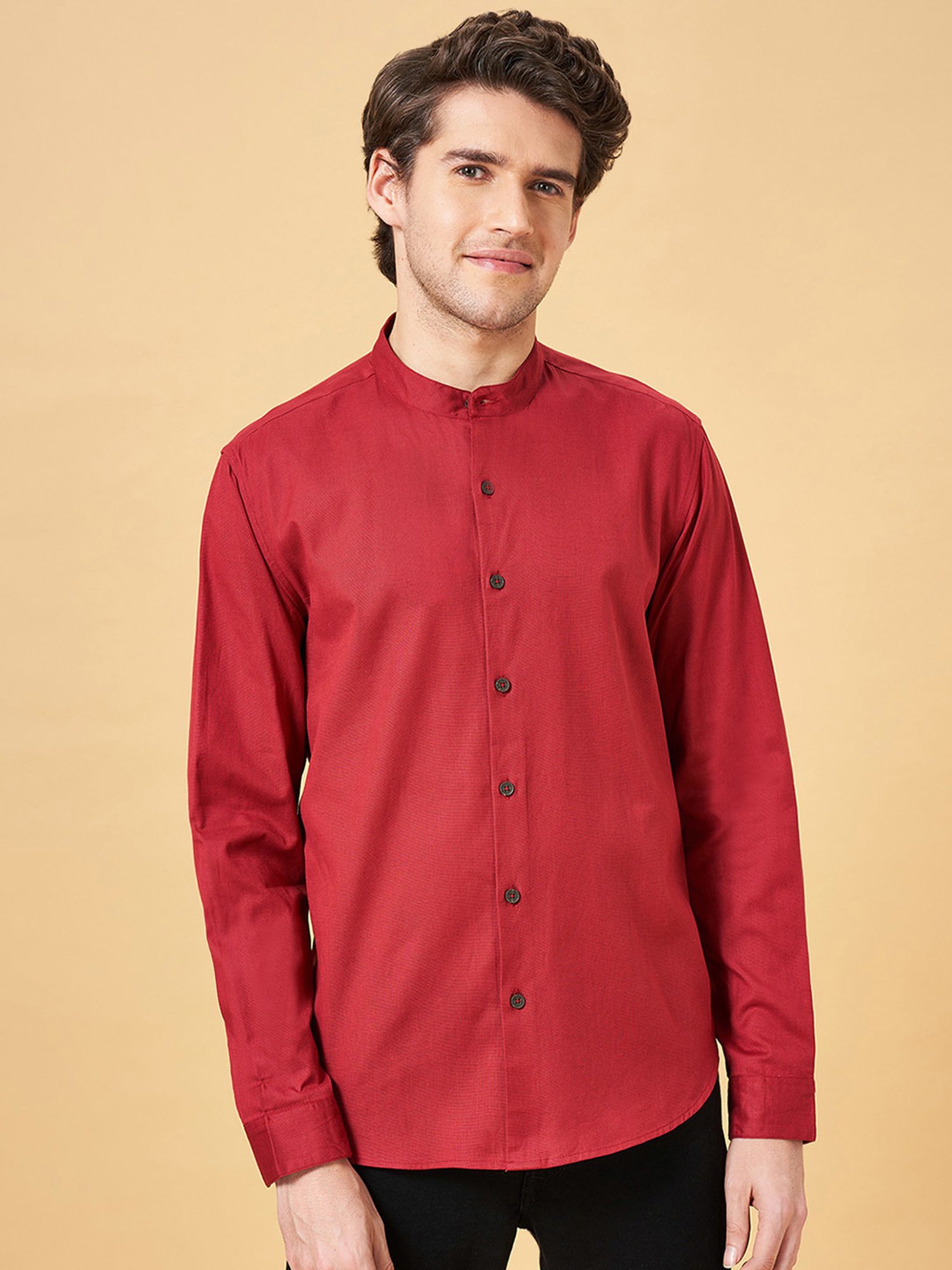 Indus Route by Pantaloons Red Regular Fit Shirt
