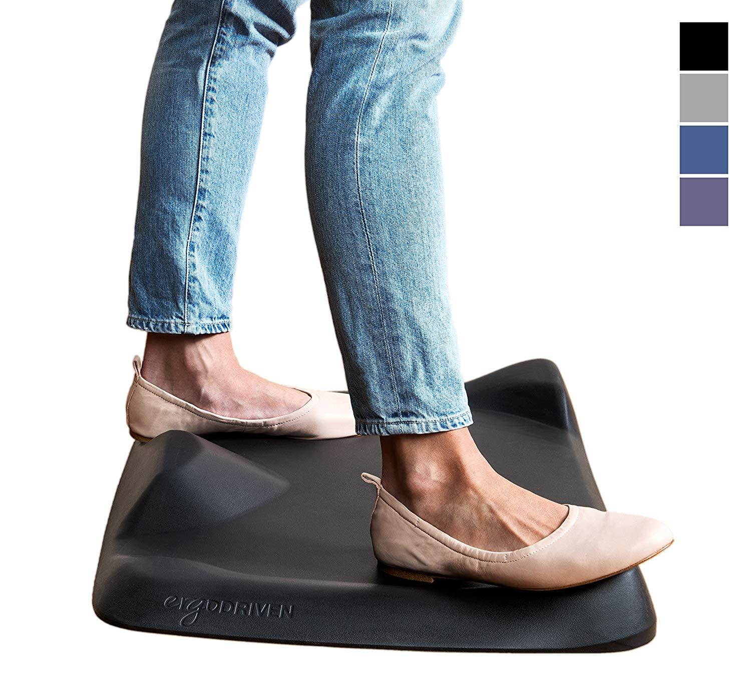 Topo Mini by Ergodriven | The Smaller Not-Flat Standing Desk Anti-Fatigue Mat with Calculated Terrain (Obsidian Black)