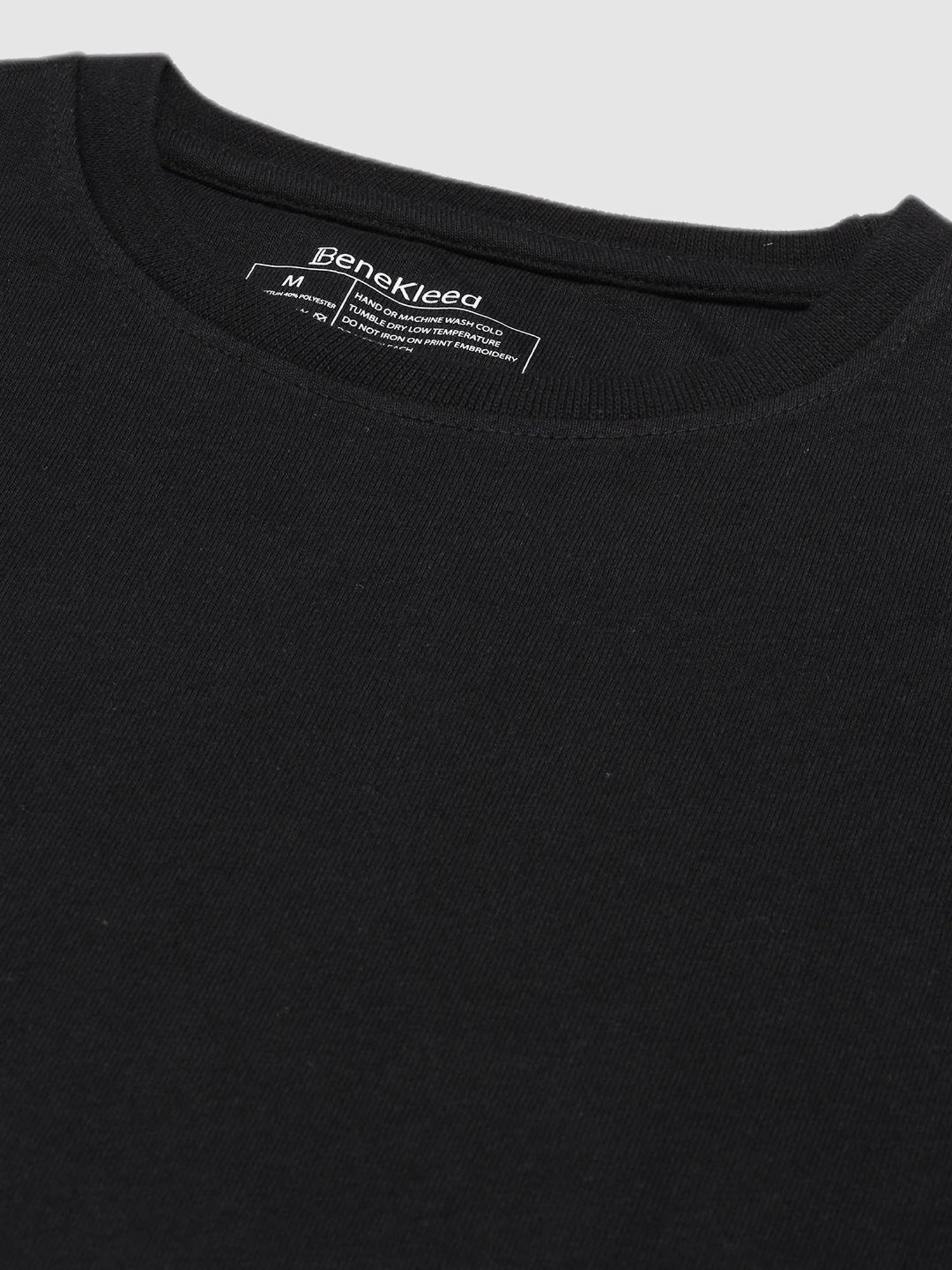 Bene Kleed Black & Blue Regular Fit Crew T-Shirt - Pack of 2