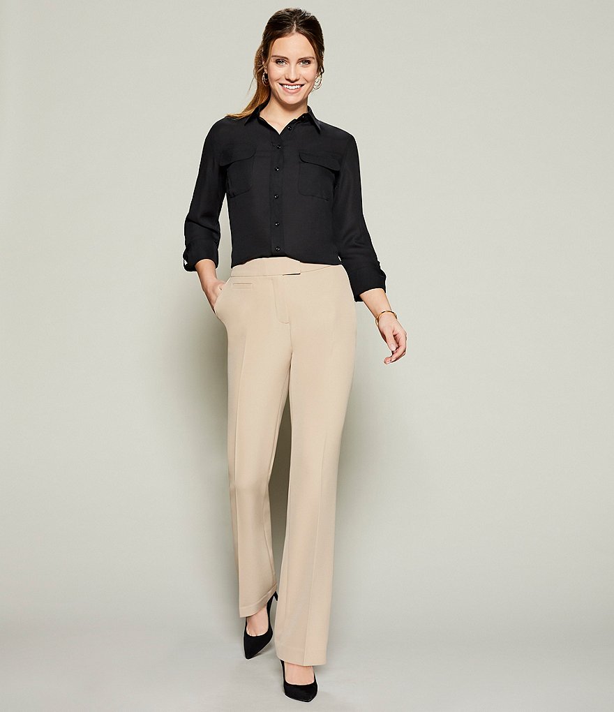 Investments Olivia Machine Washable Point Collar Neck Long Sleeve Button-Front Roll-Tab Utility Blouse