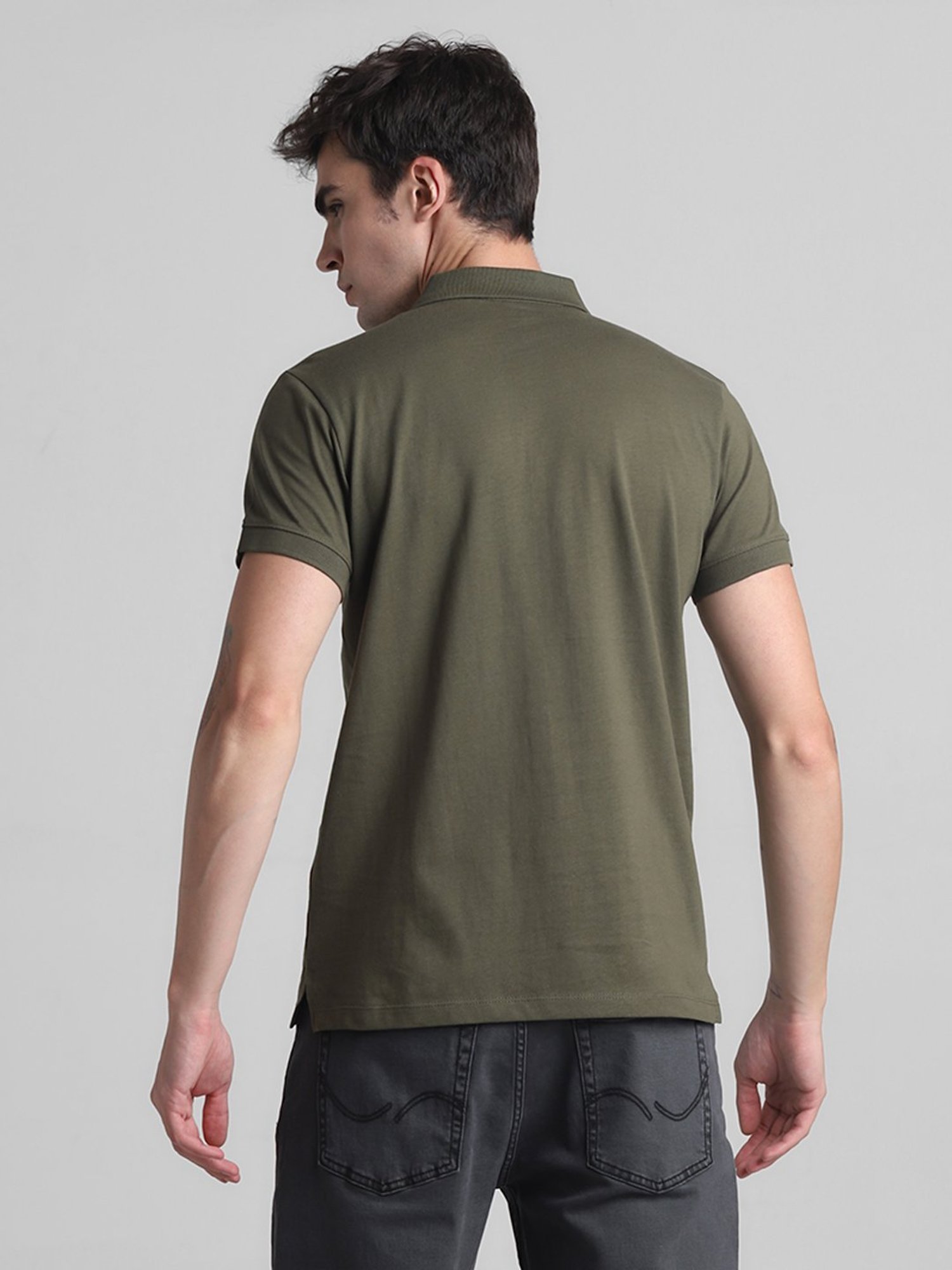 Jack & Jones Olive Slim Fit Cotton Polo T-Shirt