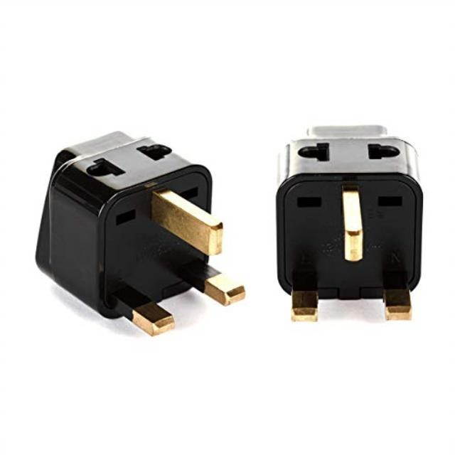 OREI 2 in 1 USA to UK/Hong Kong Adapter Plug (Type G) - 2 Pack, Black
