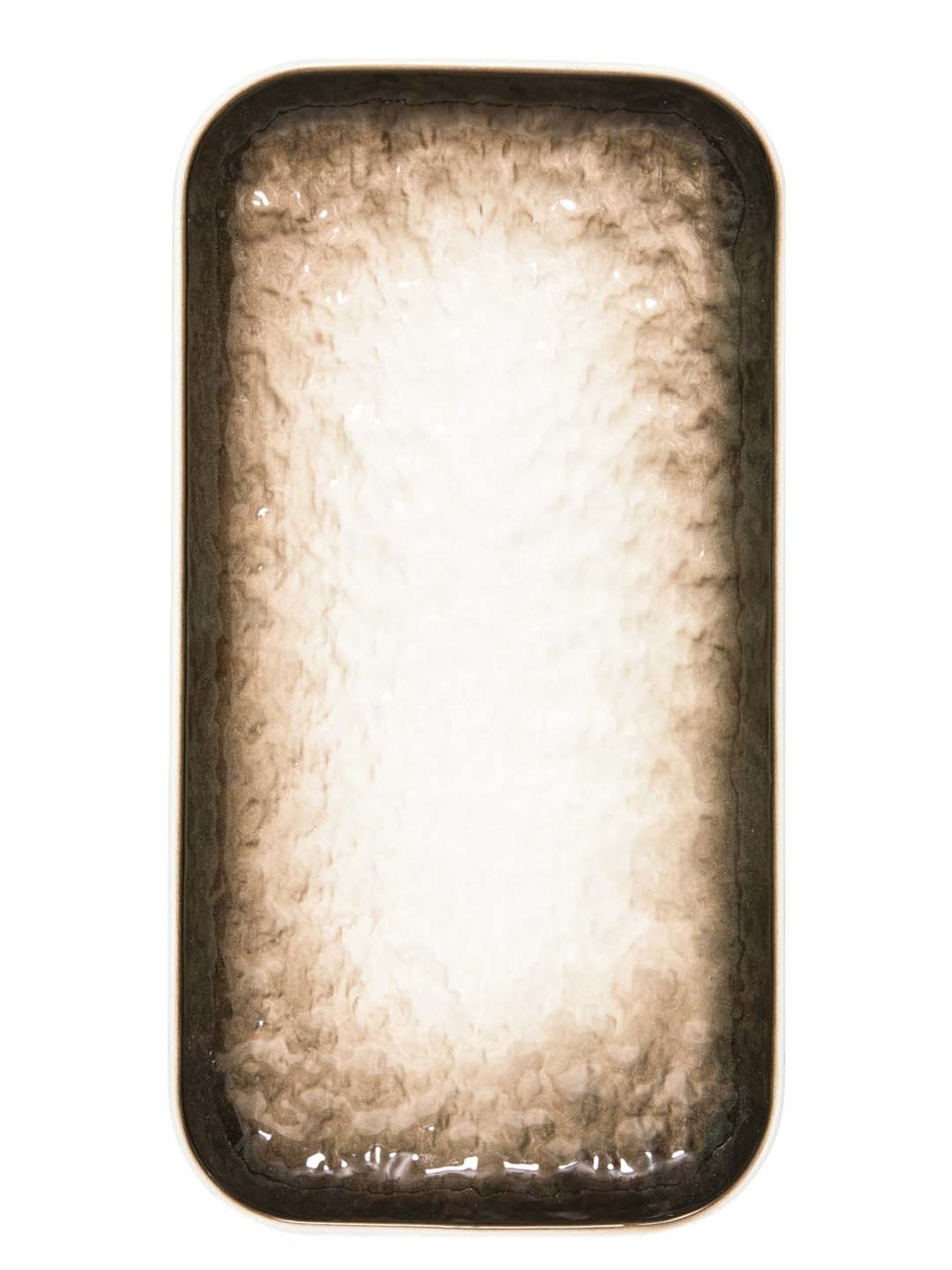 White Gold White & Brown Porcelain Rectangle Serving Platter