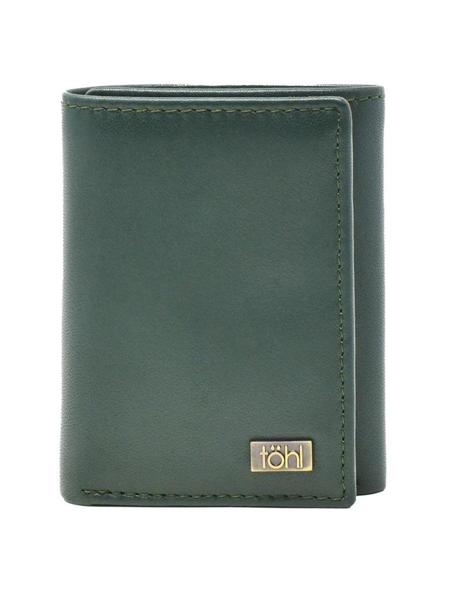 Tohl Sintra Green Casual Leather Bi-Fold Wallet,Keychain & Key Tag Set for Men