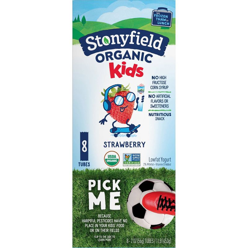 Stonyfield Organic YoKids Low Fat Strawberry Kids' Greek Yogurt Squeezers - 2oz/8ct