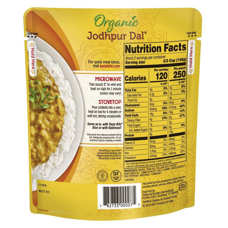 Tasty Bite 1 Step Jodhpur Lentils Indian Cuisine 10oz