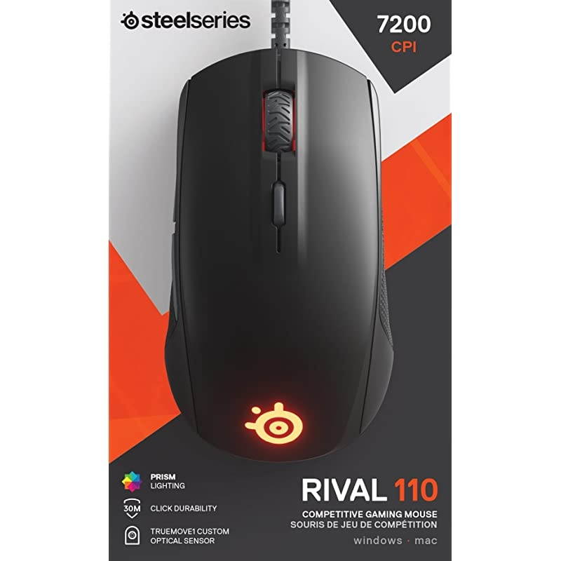 Rival 110 Gaming Mouse 7200 CPI TrueMove1 Optical Sensor Lightweight Design RGB Lighting