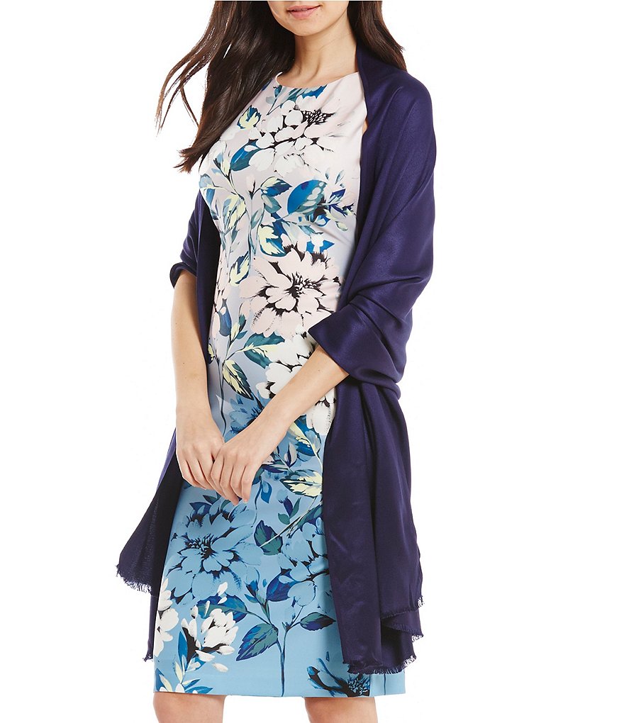 Cejon Metallic Crocheted Fringe Metallic Evening Wrap