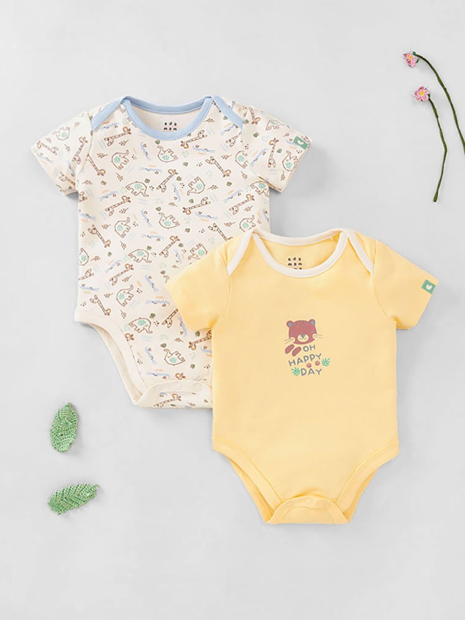 Ed-a-Mamma Baby Multicolor Printed Bodysuit (Pack Of 2)