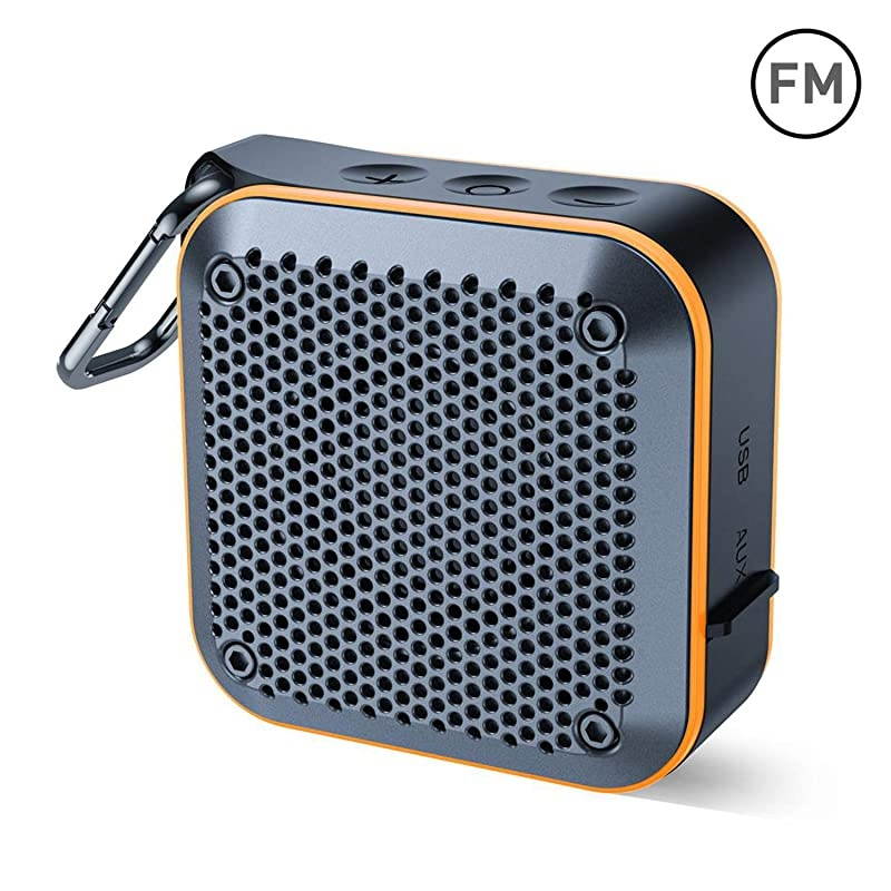 Waterproof Bluetooth Speaker with FM Radio IPX7 Waterproof Speaker Bluetooth Wireless Small Speaker TWS Stereo 10H Playtime for Shower Bath Pool Boat Beach Home Party Travel 2019