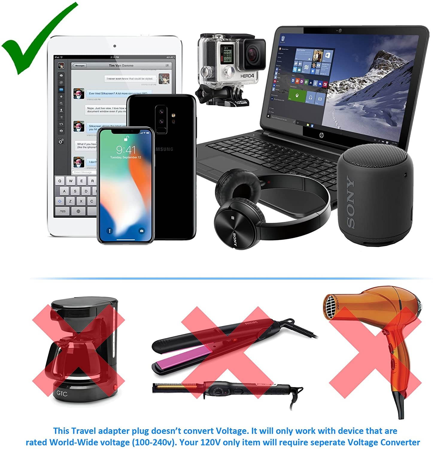 Full European Travel Adapter Set by OREI - Dual Input American to Europe, Germany, England, Spain, Italy, Iceland, France, (Type G, E/F, Type C) - 3 Pack, Safe Grounded Use for Cell Phones, Laptops