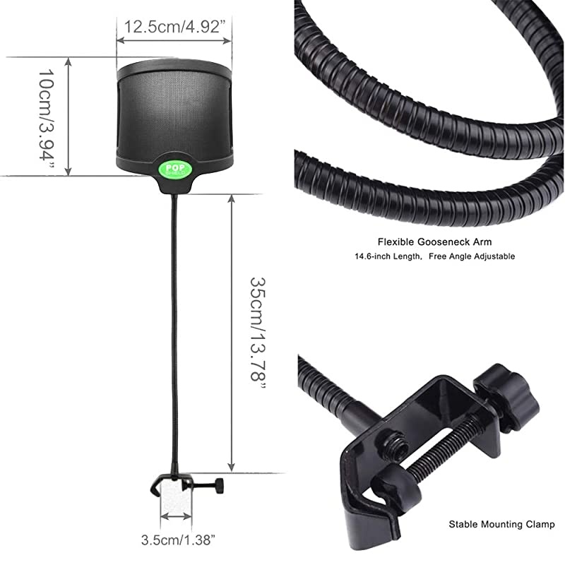 Heavy Duty Microphone Stand with Ushaped Steel Mesh Mic Pop Filter Suspension Boom Scissor Arm Stand Mic Clip Holder for Blue Yeti Snowball amp Other Mic in Recording Broadcasting Etc