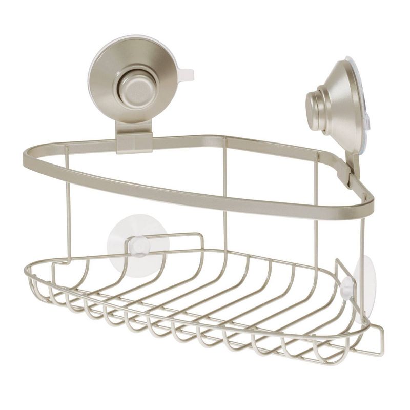 Everett Push Lock Suction Corner Basket Silver - iDESIGN