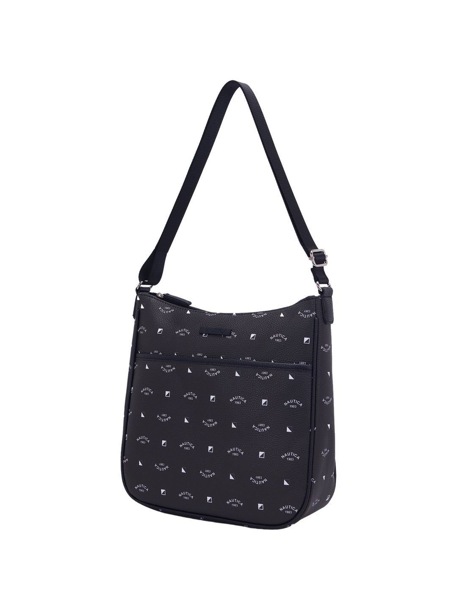 Nautica Black Printed Medium Hobo Handbag