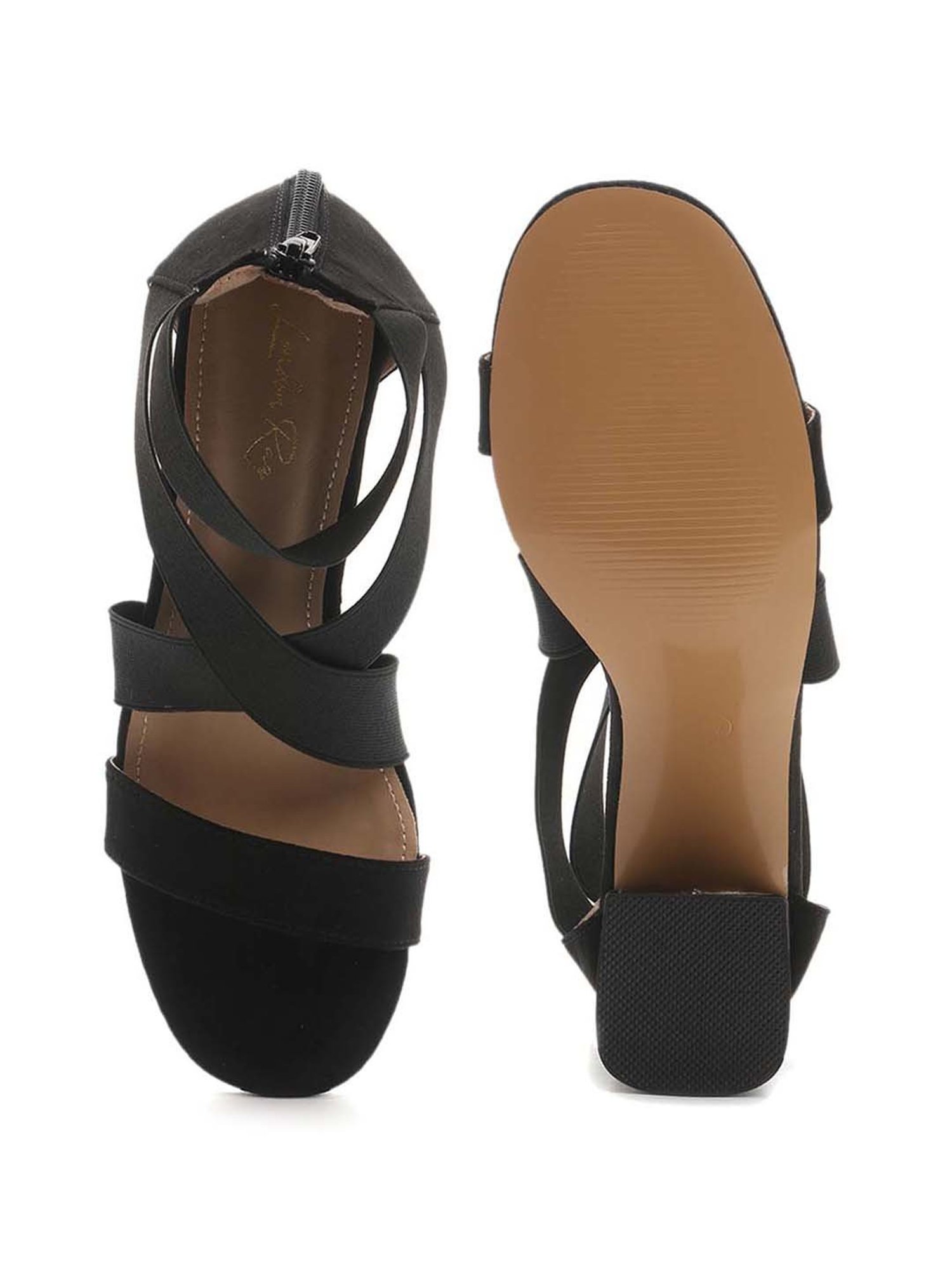 London Rag Women's Black Ankle Strap Sandals