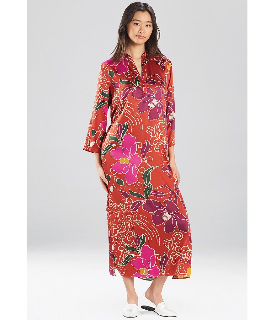 iRelax Printed Recycled-Knit Short Sleeve V-Neck Caftan
