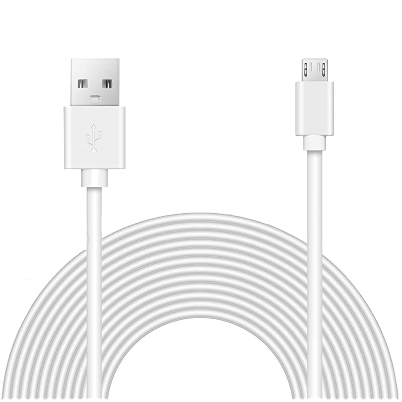 Power Extension Cable Compatible with Wyze Cam v3 Indoor Outdoor, Blink, Echo, Many More. - White -