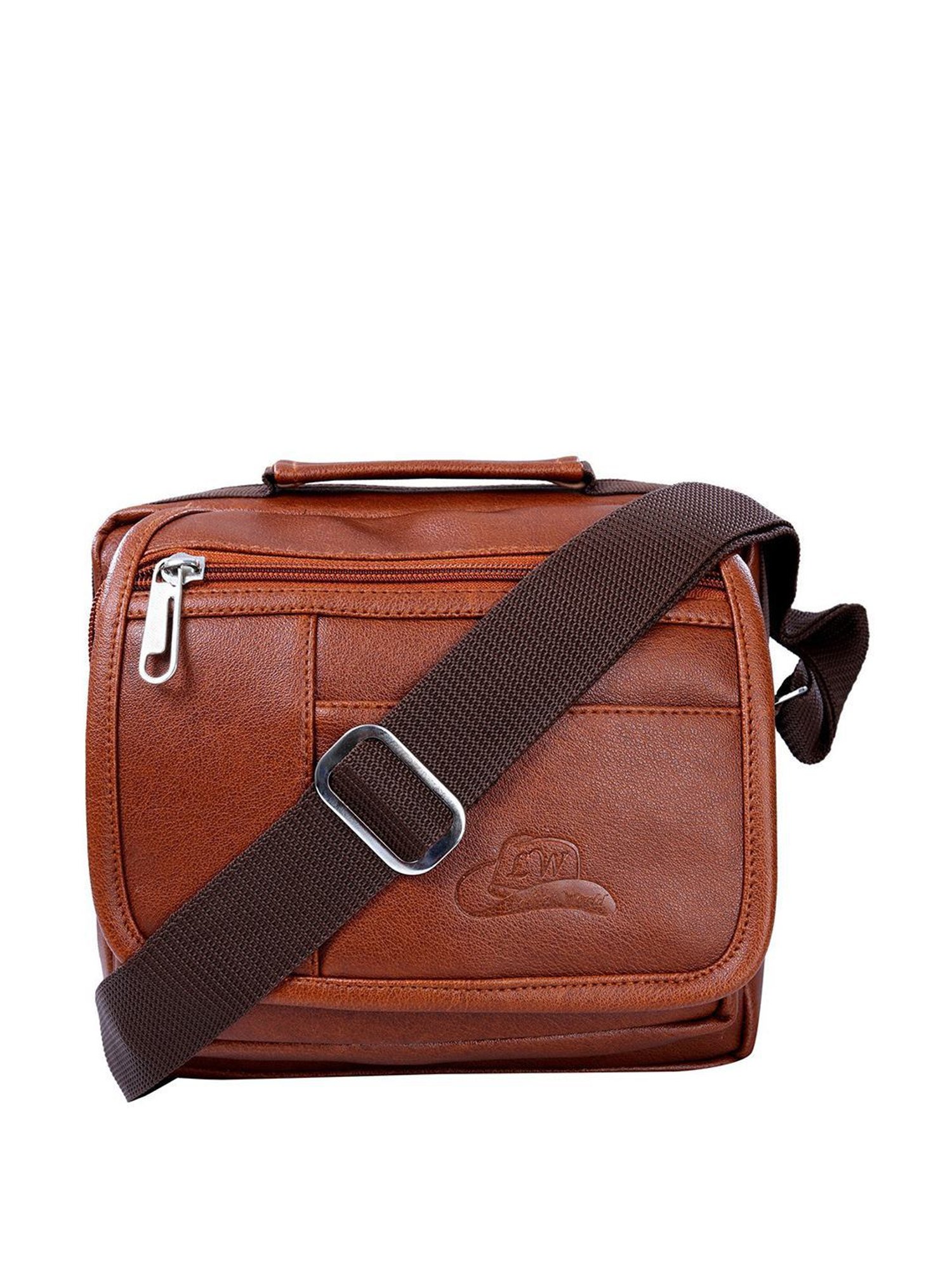 Leather World Tan Solid Medium Cross Body Bag