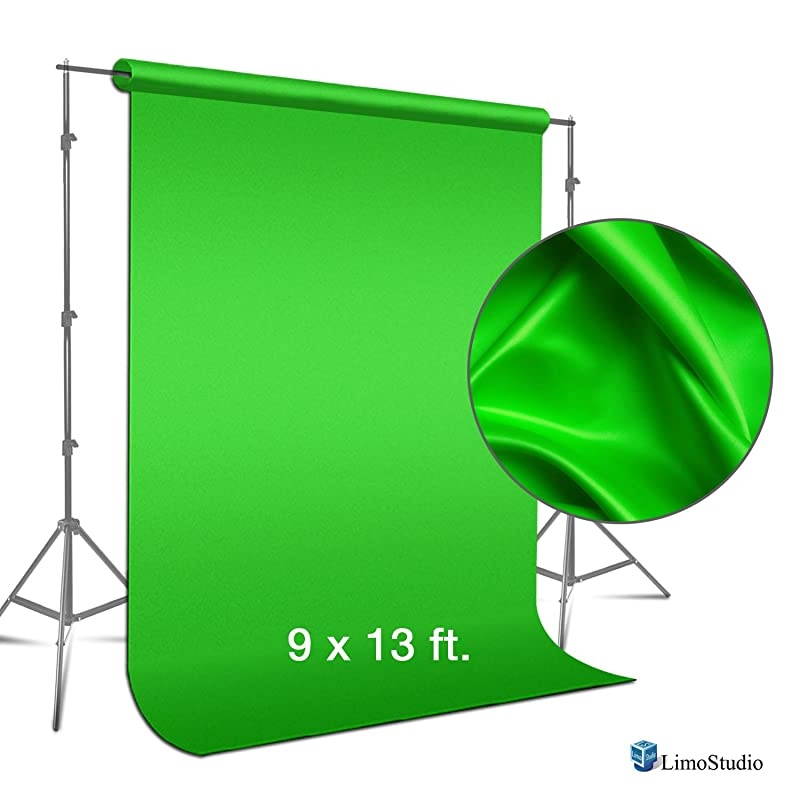 AGG1846 Soft Backdrop Muslin Background Screen for Chroma Key Photo Video Shooting Streaming Photography Studio Green 9 x 13 ft