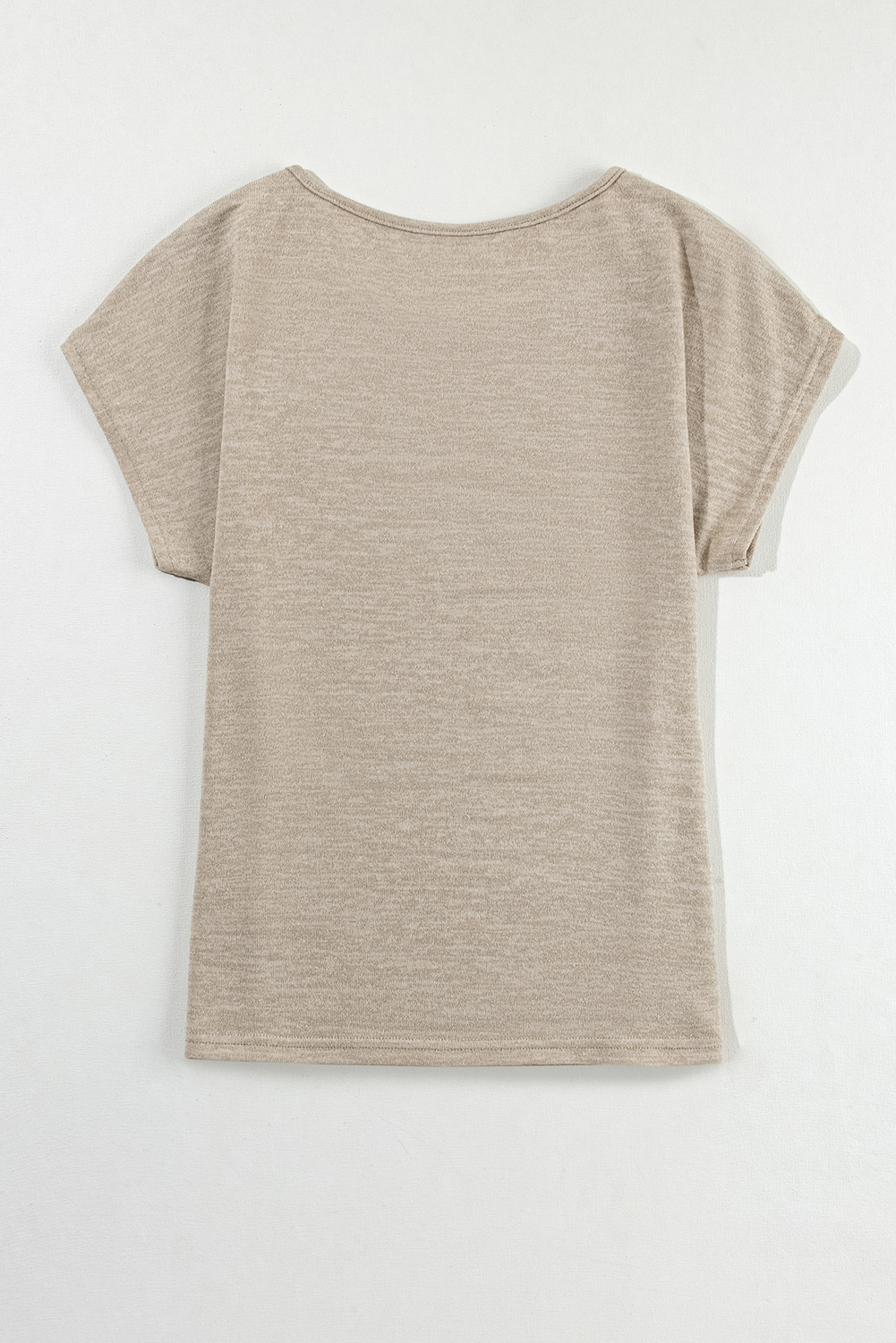 Smoke Gray Solid Color Button Decor Batwing Sleeve Tee
