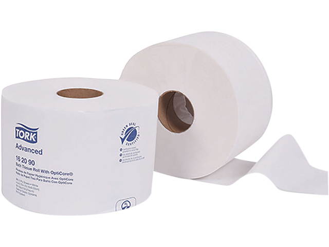 Tork 162090 Advanced Bath Tissue Roll with OptiCore, Septic Safe, 2-Ply, White, 865 Sheets / Roll, 36 / Carton