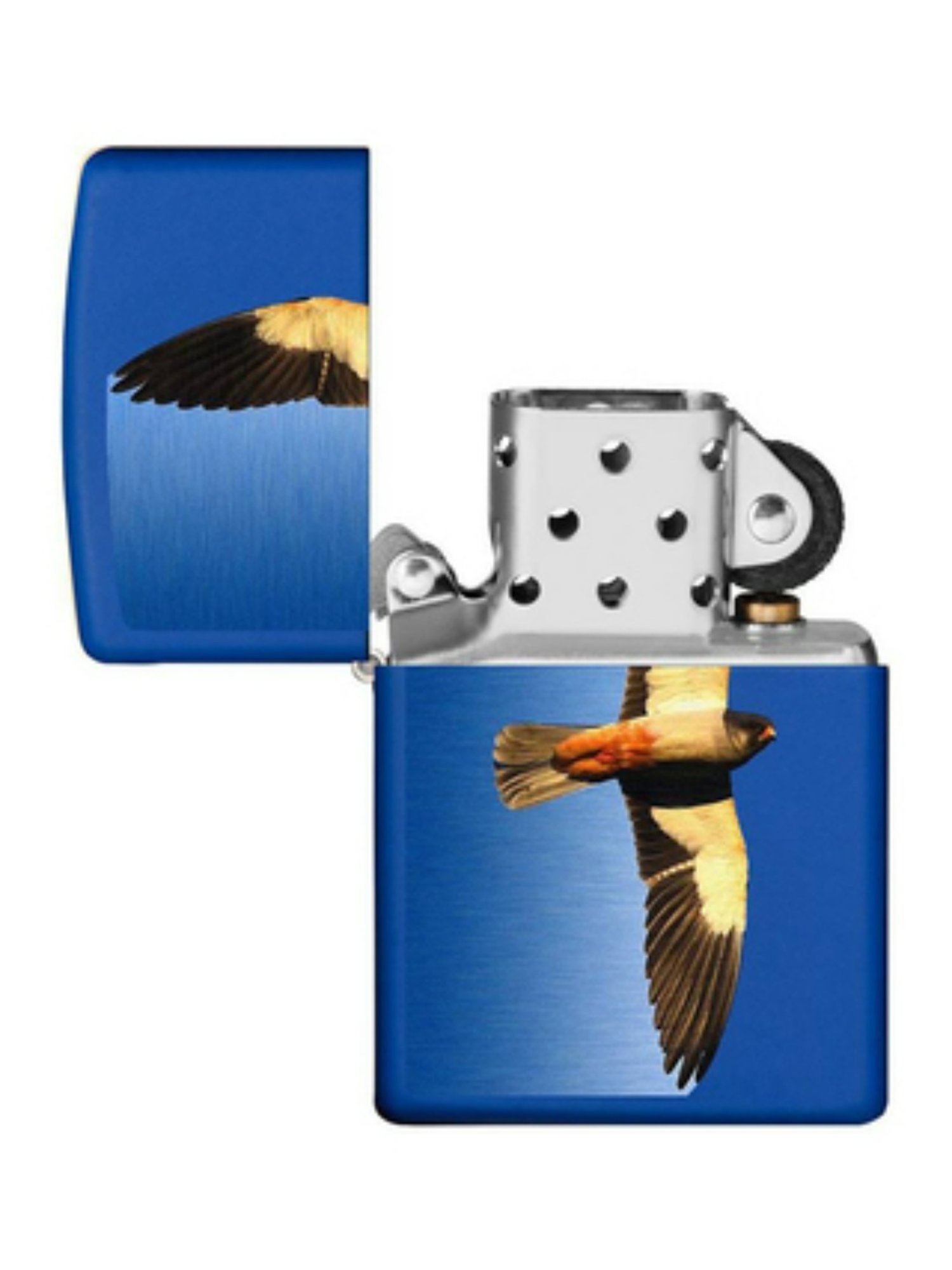 Zippo Blue Soaring Falcon Design Royal Brass Pocket Lighter