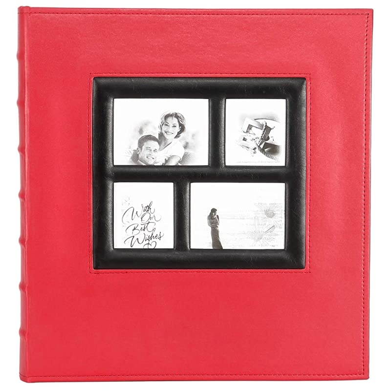 Picutre Album 4x6 500 s Extra Large Capacity Leather Cover Wedding Family Albums Holds 500 Horizontal and Vertical 4x6 s with Black Pages Red