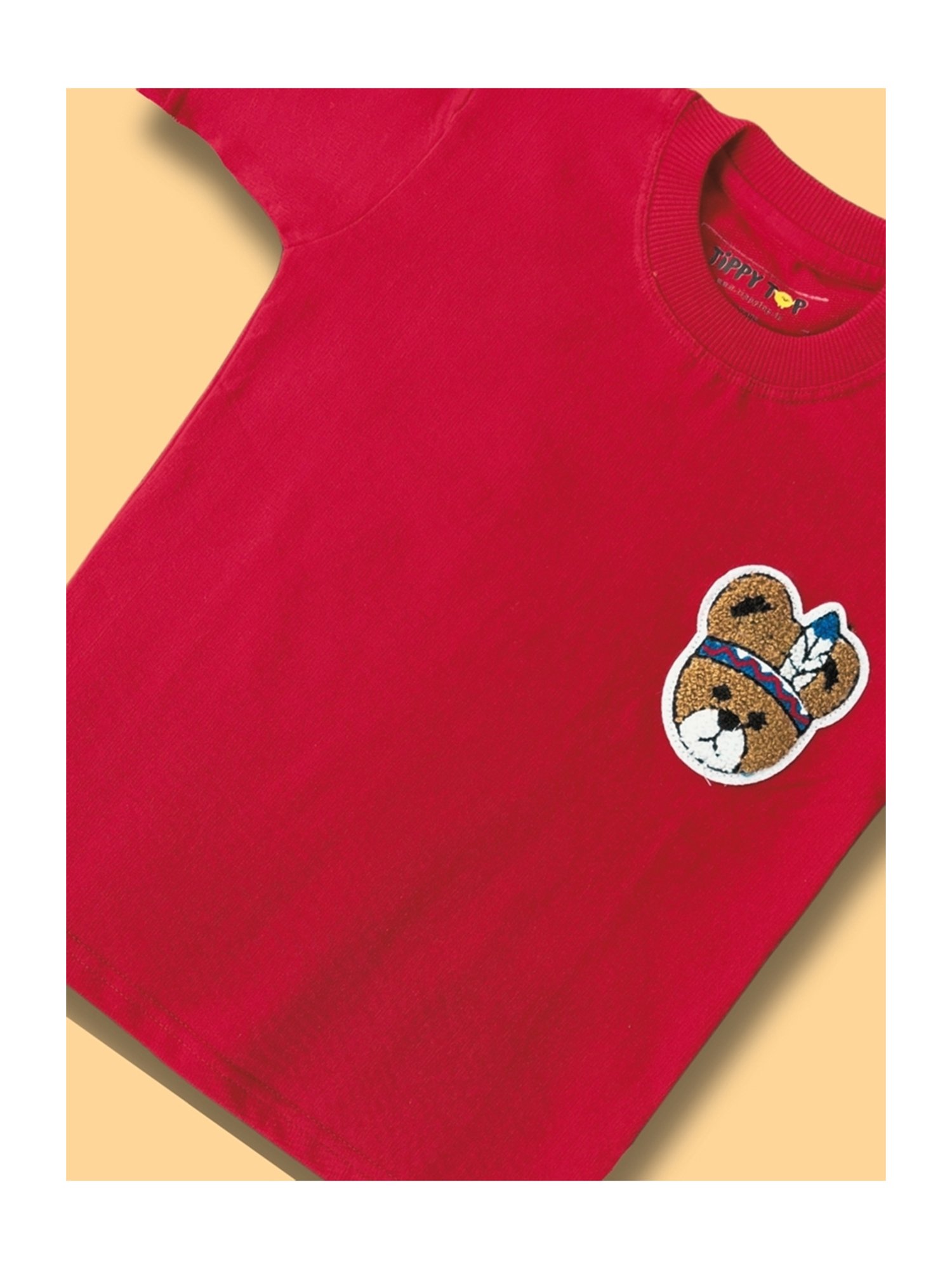 Tippy Top Kids Red Self Design T-Shirt
