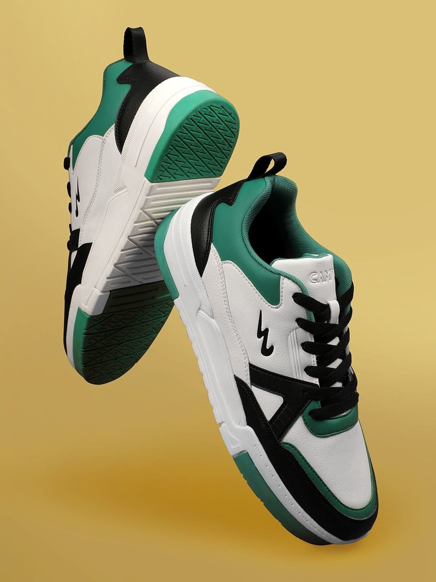Campus Men's White & Green Casual Sneakers