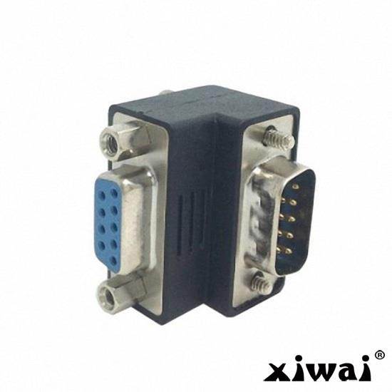 Xiwai Down Right Angled 270 degree RS232 D-Sub 9Pin Male screw type To Female Nut type extension Adapter