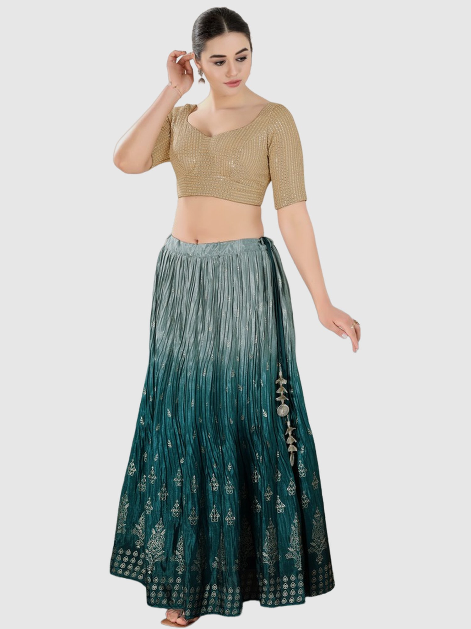 Salwar Studio Beige Embellished Blouse