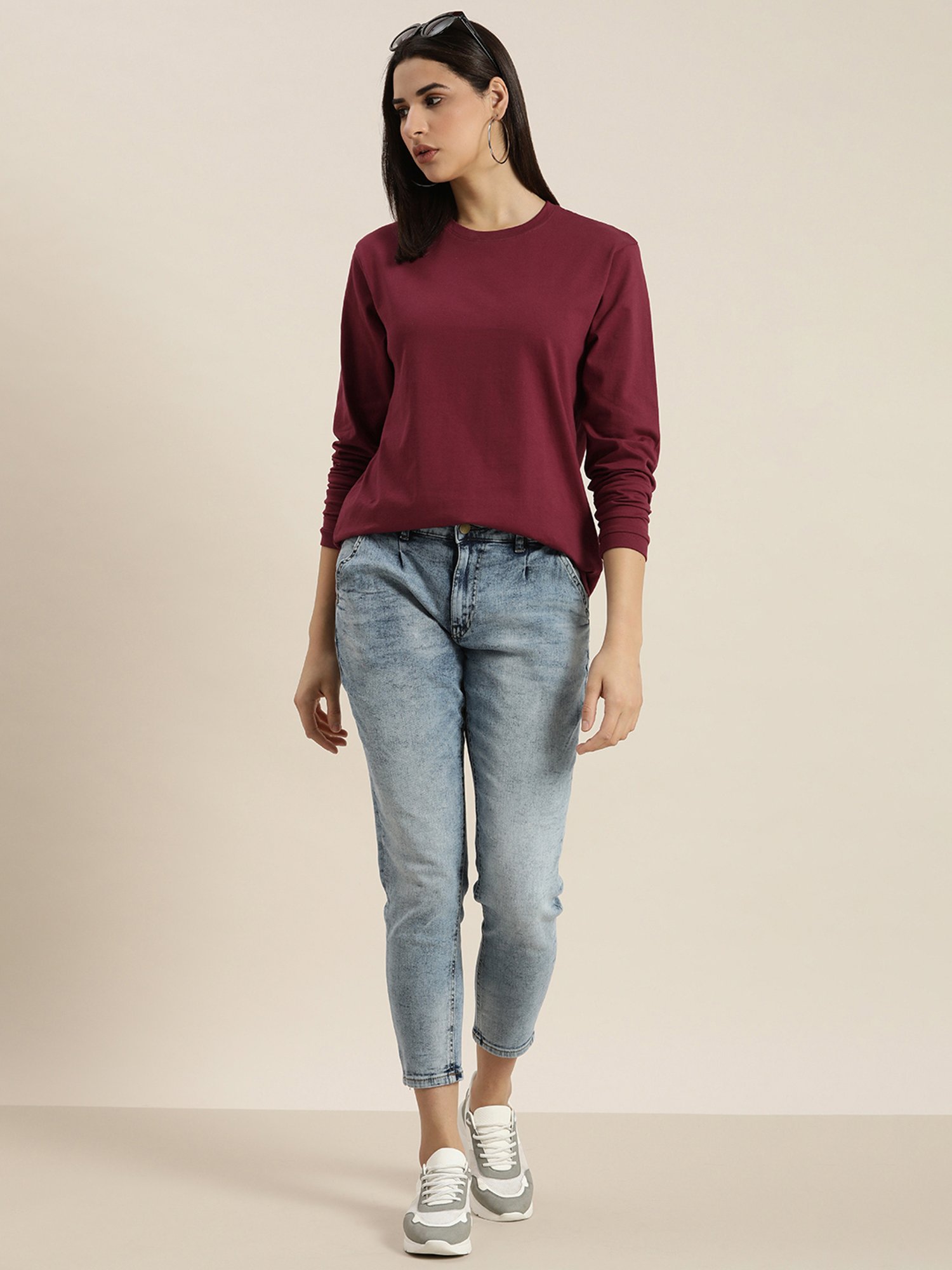 Dillinger Maroon Cotton Oversized T-Shirt