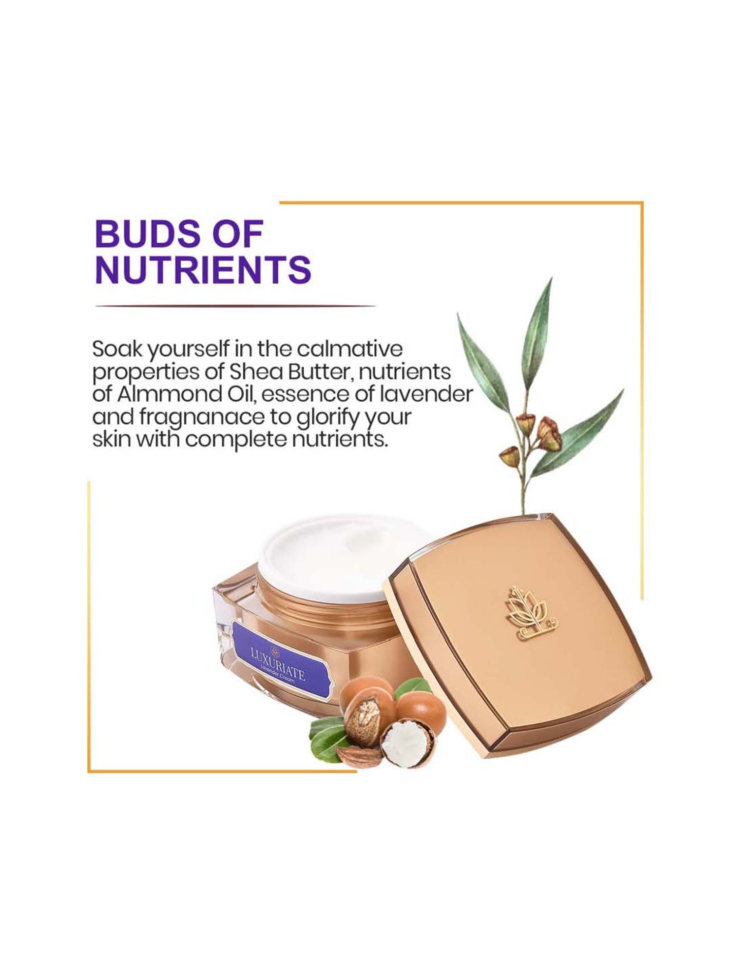 Luxuriate Natural Lavender Moisturizer Cream With Shea & Kokum Butter - 50 gm