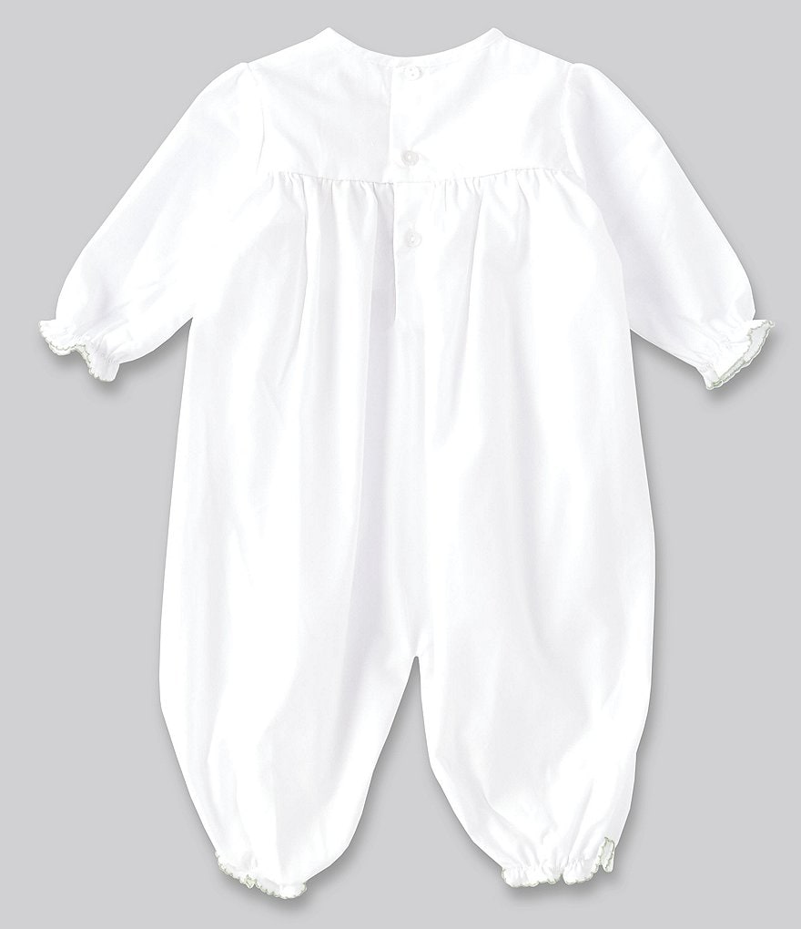 Petit Ami Baby Girls Newborn Batiste Smocking Flowers Convertible Gown & Hat Set